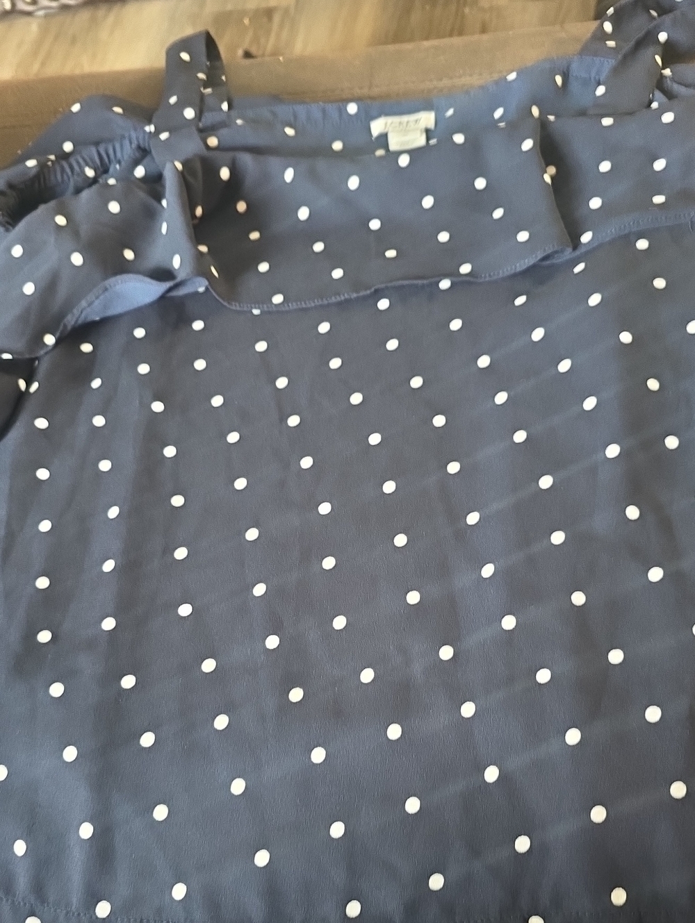 J. Crew Navy Polka Dot Off-Shoulder Top Sz 10